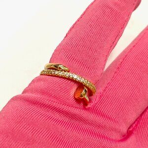 NEW Stainless Steel Fashion Luxury Nail Adjustable Rhinestone Ring - Gold Color